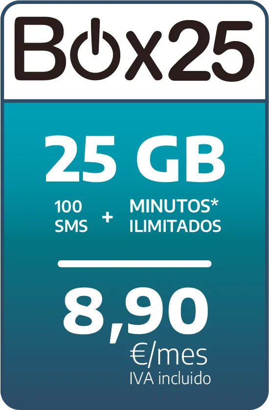 Fibratown - Tarifas Onmovil - Box 25 - 25GB + 100sms + minutos ilimitados por 8,90€/mes IVA Incluido