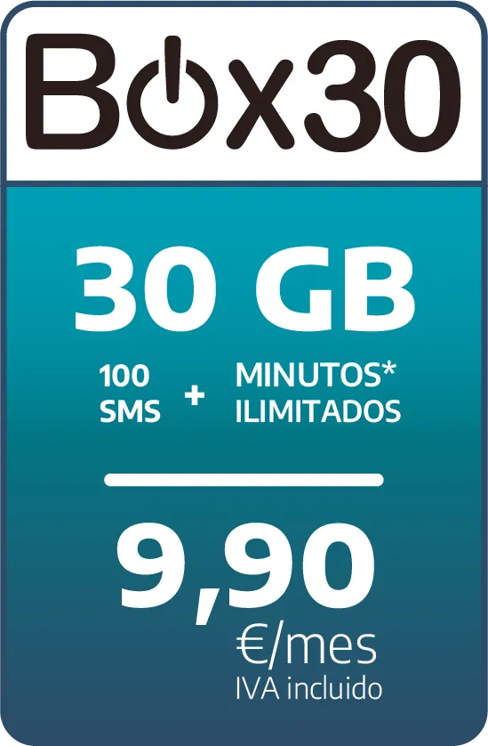 Fibratown - Tarifas Onmovil - Box 30 - 30GB + 100sms + minutos ilimitados por 9,90€/mes IVA Incluido
