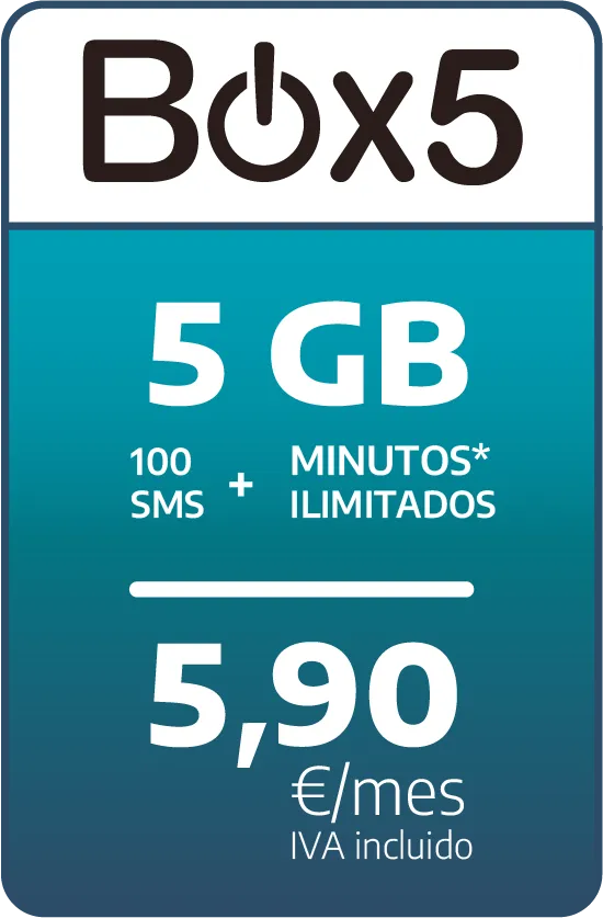 Fibratown - Tarifas Onmovil - Box 5 - 5GB + 100sms + minutos ilimitados por 5,90€/mes IVA Incluido
