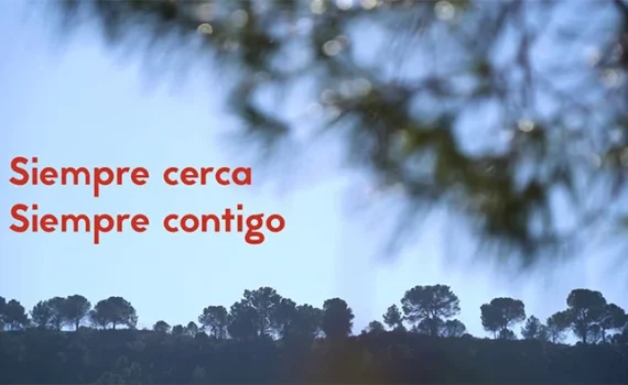 Frame extraido del video Siempre cerca, siempre contigo | Fibratown, en el se puede apreciar una vista al paisaje con arboles y el cielo azul